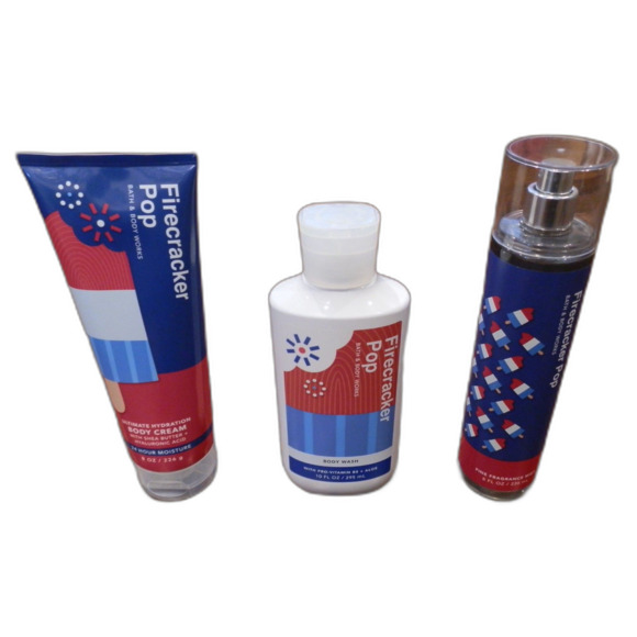 Bath & Body Works Firecracker Pop Fragrance Body Cream & Wash Set of 3 NEW - Picture 1 of 2